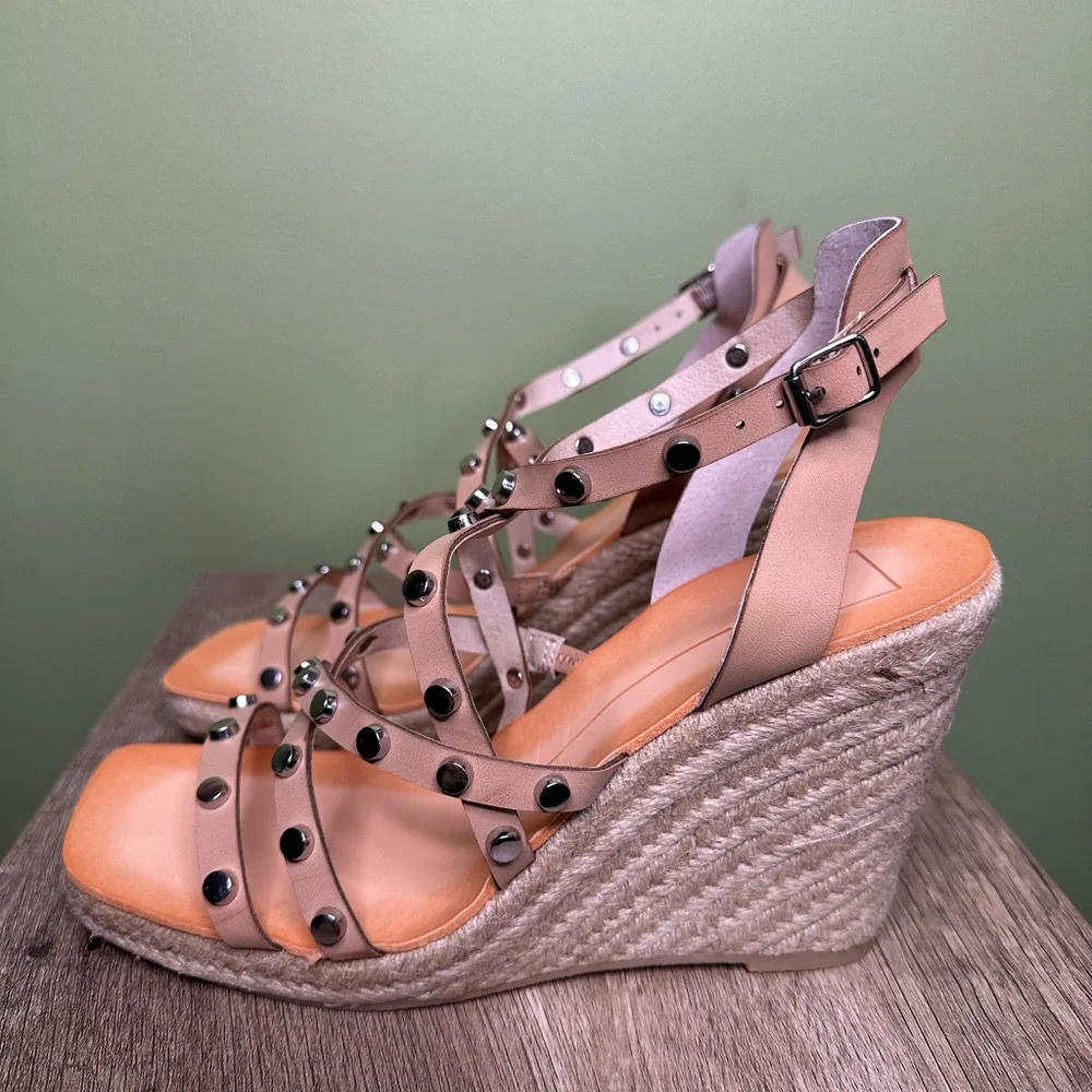 Dolce Vita Studded Espadrille Wedge Sandals Sz 9
